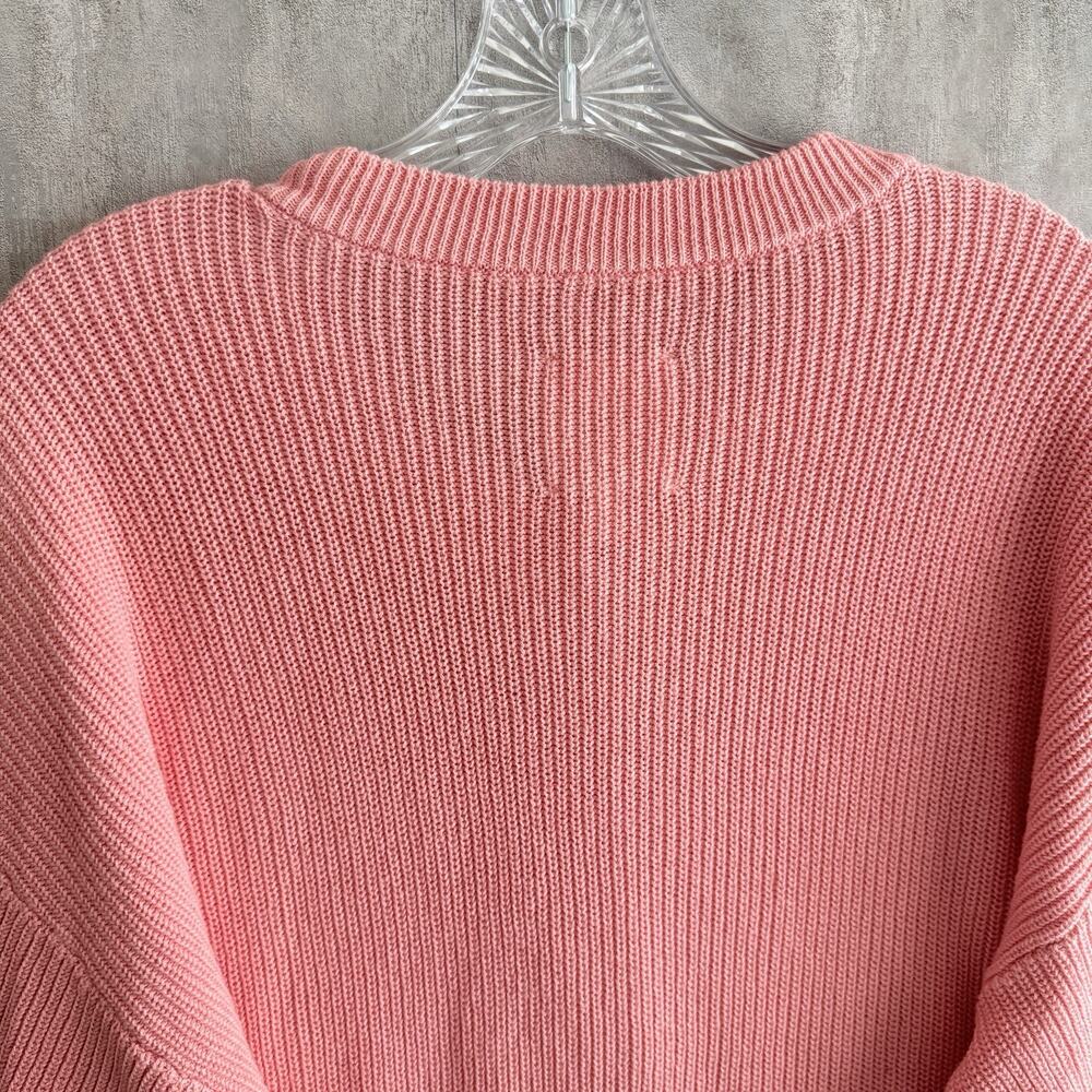Aerie Knit Oversized Sweater Womens M Pink Cotton Soft 1/2 button Henley Ribbed - Picture 12 of 13